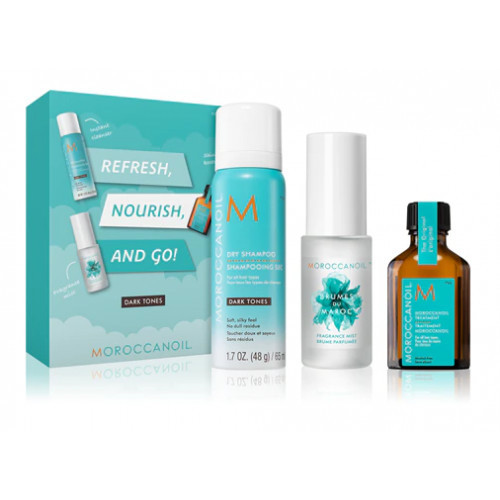 Moroccanoil Must Have Refresh, Nourish, And Go! Suvine reisikomplekt tumedatele juustele