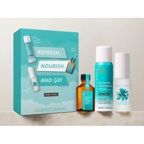 Moroccanoil Must Have Refresh, Nourish, And Go! Suvine reisikomplekt tumedatele juustele