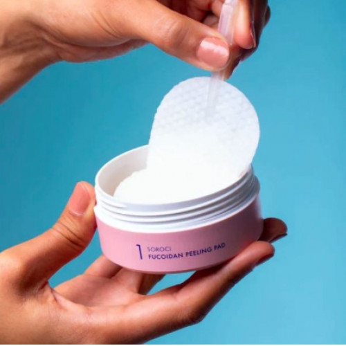Soroci Fucoidan Peeling and Smoothing Facial Pads Koorivate ja rahustavate ketaste komplekt 70 tk.