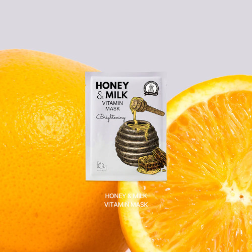 BOM Honey & Milk Vitamin Mask Naha helendav näomask 10 tk.