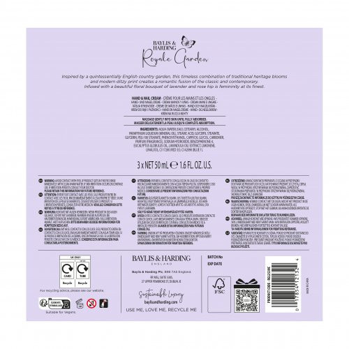 Baylis & Harding Royale Garden Rose, Poppy & Vanilla Luxury Hand Treats Gift Set Kätekreemide komplekt 3x50ml