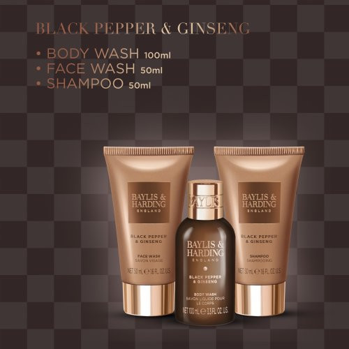Baylis & Harding Signature Men's Black Pepper & Ginseng Wash Bag Set Kinkekomplekt