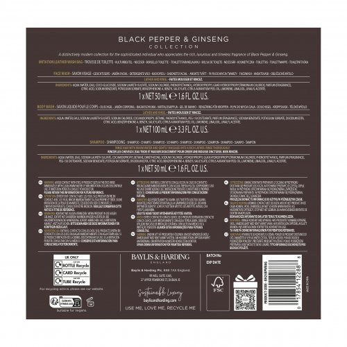 Baylis & Harding Signature Men's Black Pepper & Ginseng Wash Bag Set Kinkekomplekt
