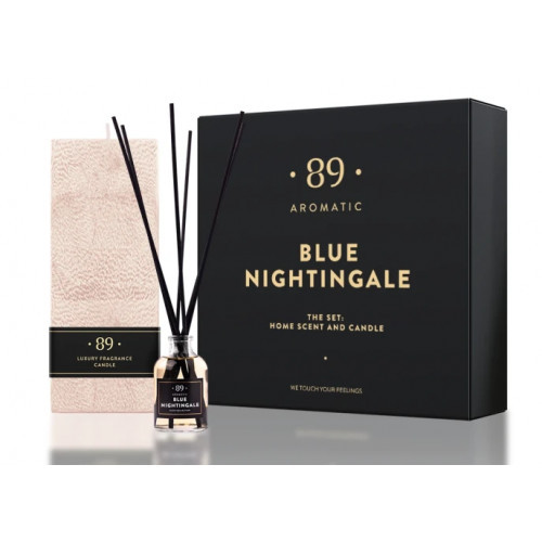 Aromatic 89 Home Fragrance & Perfumed Candle Set Kodulõhna ja palmivaha küünla komplekt Blue Nightingale