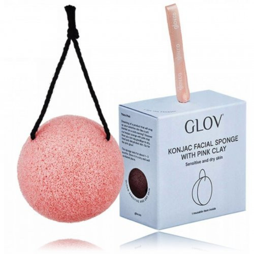 Glov Konjac Facial Sponge With Pink Clay Näokäsn Pink