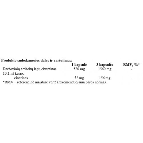 Ecosh Artichoke Extract Toidulisand, artišoki ekstrakt 60 kapslit