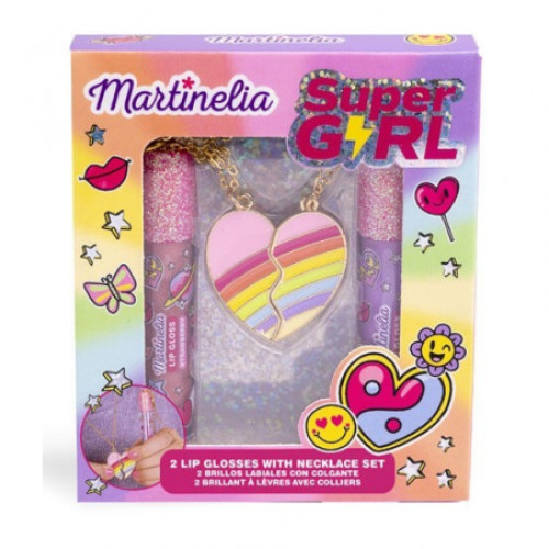 Martinelia Super Girl 2 Lip Glosses With Necklace Set Ilukomplekt lastele