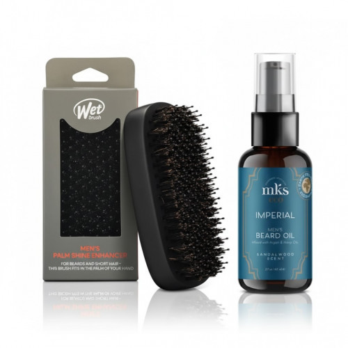 KlipShop Beard Oil and Palm Shine Enhancer Brush Set Habemehoolduskomplekt