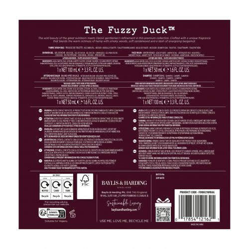 Baylis & Harding The Fuzzy Duck Bergamot, Hemp & Sandalwood Men's Luxury Wash Bag Gift Set Kehahoolduskomplekt