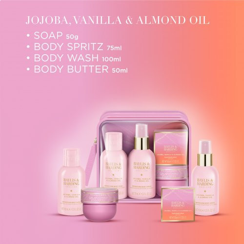 Baylis & Harding Jojoba, Vanilla & Almond Oil Luxury Travel Wash Bag Gift Set Kinkekomplekt