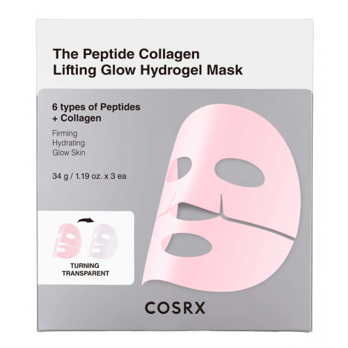 COSRX The Peptide Collagen Lifting Glow Hydrogel Mask Geelne näomask 34g