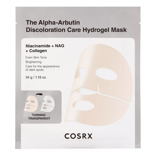 COSRX The Alpha-Arbutin Discoloration Care Hydrogel Mask Geelne näomask 34g