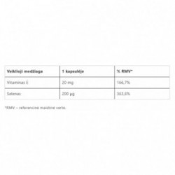 Vitalharmony Selenium 200 + Vitamin E Toidulisand seleen ja E-vitamiin 90 kapslit