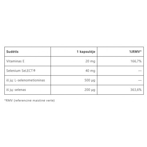 Vitalharmony Selenium Select + Vitamin E Toidulisand seleen 90 kapslit