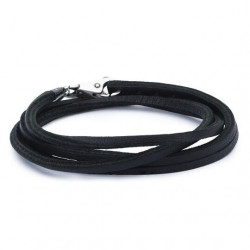Trollbeads Leather Bracelet Black with Sterling Silver Plain Lock 45 cm