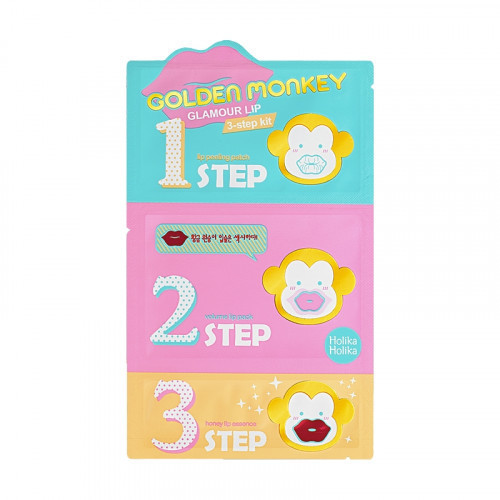 Holika Holika Golden Monkey Glamour Lip 3 Step Kit Huulte hoolduskomplekt 1 tk