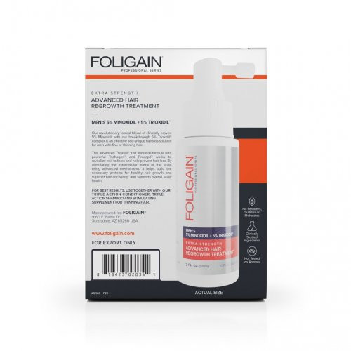 Foligain Advanced Hair Regrowth For Men Minoxidil 5% + Trioxidil 5% Juuste kasvu stimulant meestele 1 Kuu