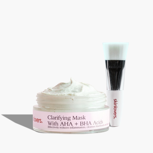 Skinlovers Clarifying Mask with AHA+BHA Acids + Brush Sügavpuhastav näomask + pintsel