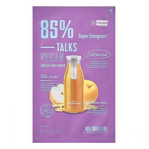 Missha Talks Vegan Squeeze Sheet Mask Lehtmask Super Energizer