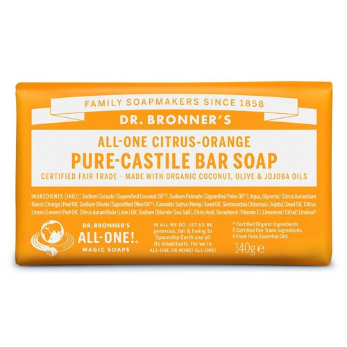 Dr. Bronner's Citrus-Orange Pure-Castile Bar Soap Tahke tsitruseline seep 140g