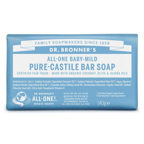 Dr. Bronner's Baby-Mild Unscented Pure-Castile Bar Soap Lõhnatu tahke seep 140g