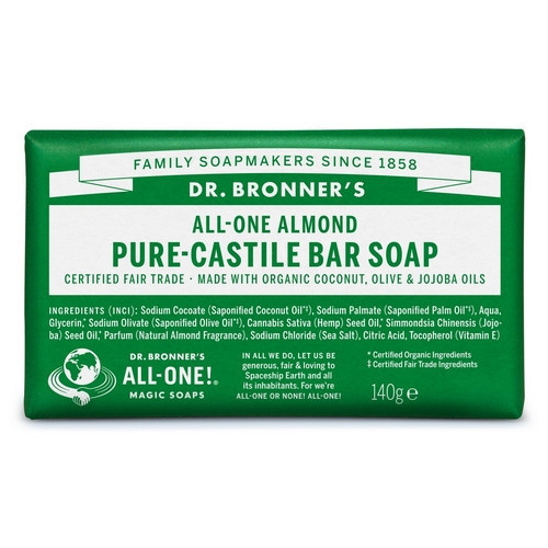 Dr. Bronner's Almond Pure-Castile Bar Soap Magus mandlilõhnaline orgaaniline seep 140g