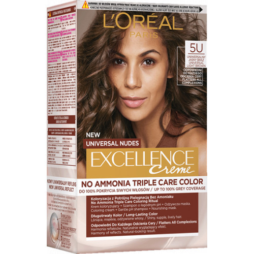 L'Oréal Paris Excellence Creme Universal Nudes Permanent Hair Dye Kolmekordse toimega püsivärv 1U Universal Black