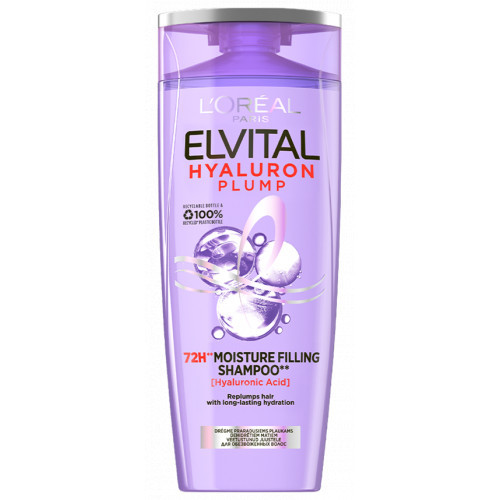 L'Oréal Paris Elvital Hyaluron Plump 72H Moisture Filling Shampoo Šampoon veestunud juustele 250ml