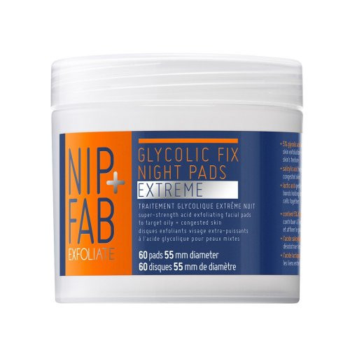 NIP + FAB Glycolic Fix Night Pads Extreme Puhastuspadjad näo jaoks 60pcs.