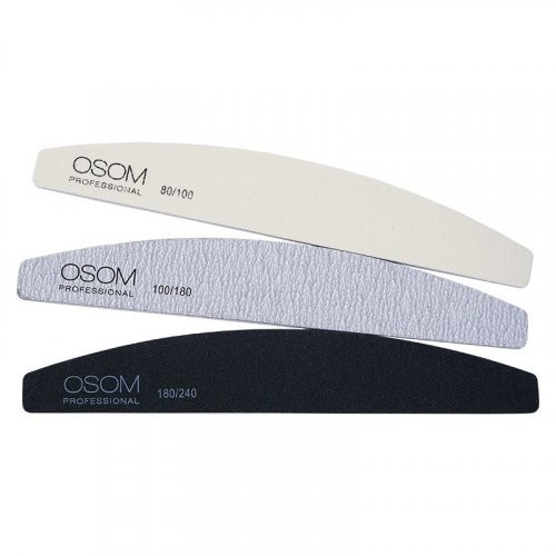 OSOM Professional Emery Half Moon Shape Nail Files Kit Küüneviilide komplekt 3 tk