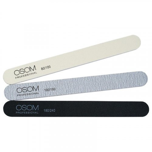 OSOM Professional Emery Staright Shape Nail Files Kit Küüneviilide komplekt 3 tk