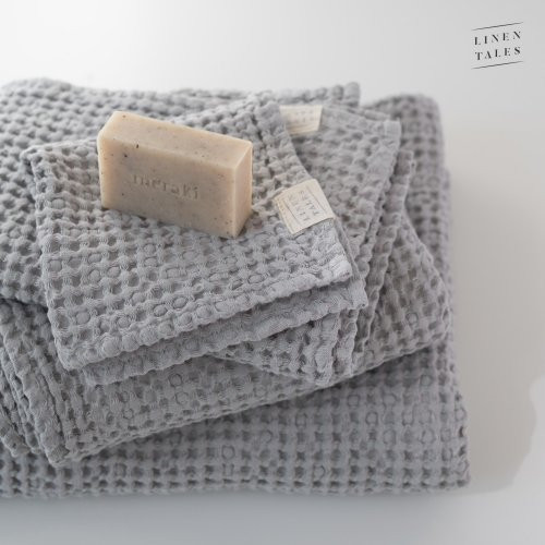 Linen Tales Light Grey Linen & Cotton Honeycomb Waffle Towel Vannirätik 30x30cm