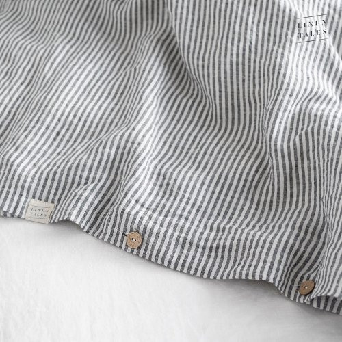 Linen Tales Thin Black Stripes Linen Duvet Cover Set Voodipesu komplekt 200x200 50x70*2