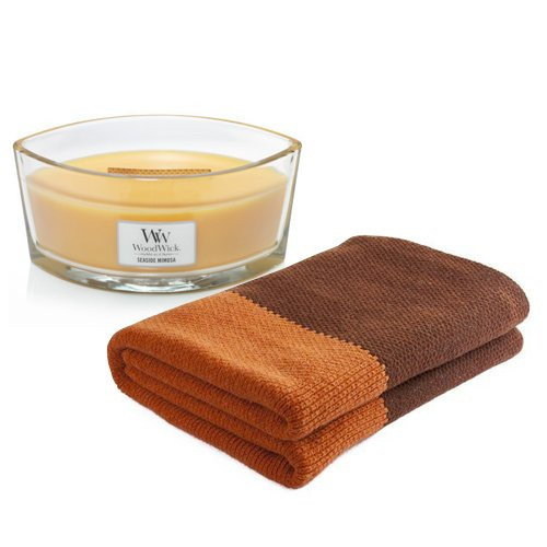 KlipShop Natural Style Blanket and Woodwick Candle Set in a Gift Box Humidor 