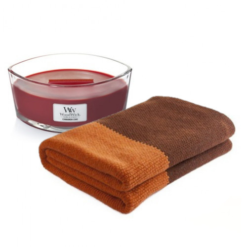 KlipShop Natural Style Blanket and Woodwick Candle Set in a Gift Box Humidor 