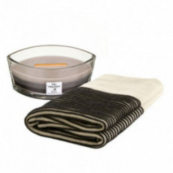 KlipShop Striped Style Blanket and Woodwick Candle Set in a Gift Box Amethyst Sky