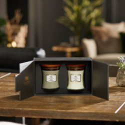 WoodWick Medium Core Fireside & Linen Gift Set Kinkekomplekt 2 tk