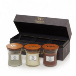 WoodWick Mini Core Fireside, White Teak, Sand & Driftwood Gift Set Kinkekomplekt 3 tk.