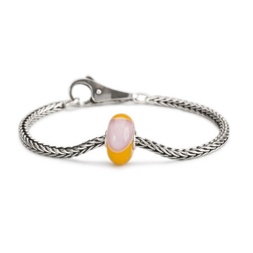 Trollbeads Pink and Orange Armadillo Sterling Silver Bracelet with Plain Lock 17cm