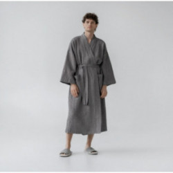 KlipShop Linen Tales Dark Grey Linasest hommikumantel + MKS eco kehavõi Kinkekomplekt S-M