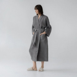 KlipShop Linen Tales Dark Grey Linasest hommikumantel + MKS eco kehavõi Kinkekomplekt S-M