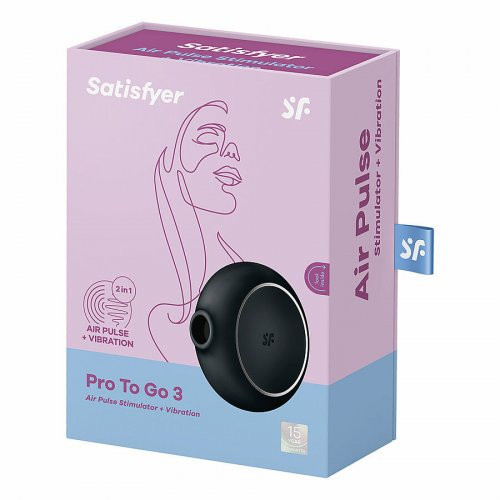 Satisfyer Pro To Go 3 Air Pulse Stimulator + Vibration Kliitorstimulaator Black